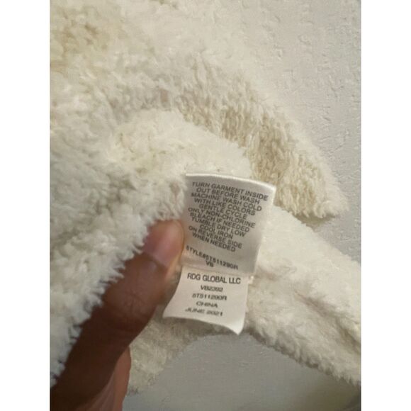 Cloud Chaser Women's XL White Popcorn Knit Hoodie Relax Fit #14 - Picture 4 of 7